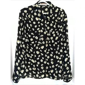 GUESS Los Angeles Daisy Floral Print Long Sleeve Button Down Blouse